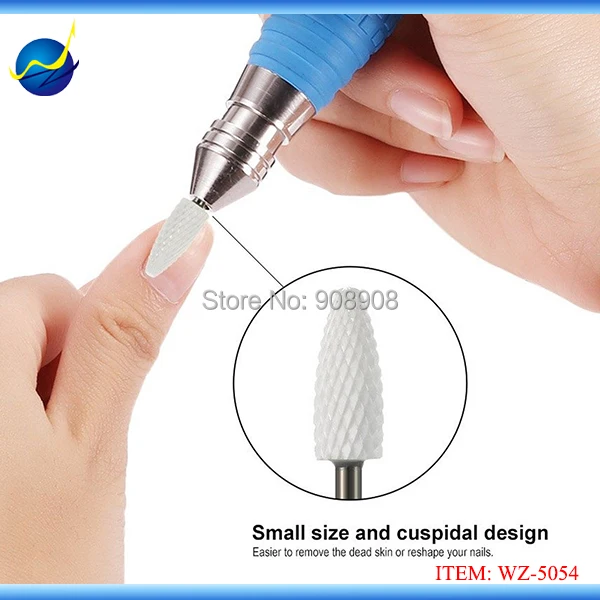 

Free Shipping 1pc White Ceramic Nail Drill Bits Bullet Electric Manicure Pedicure Nail Art Salon Machine Accessories Tools