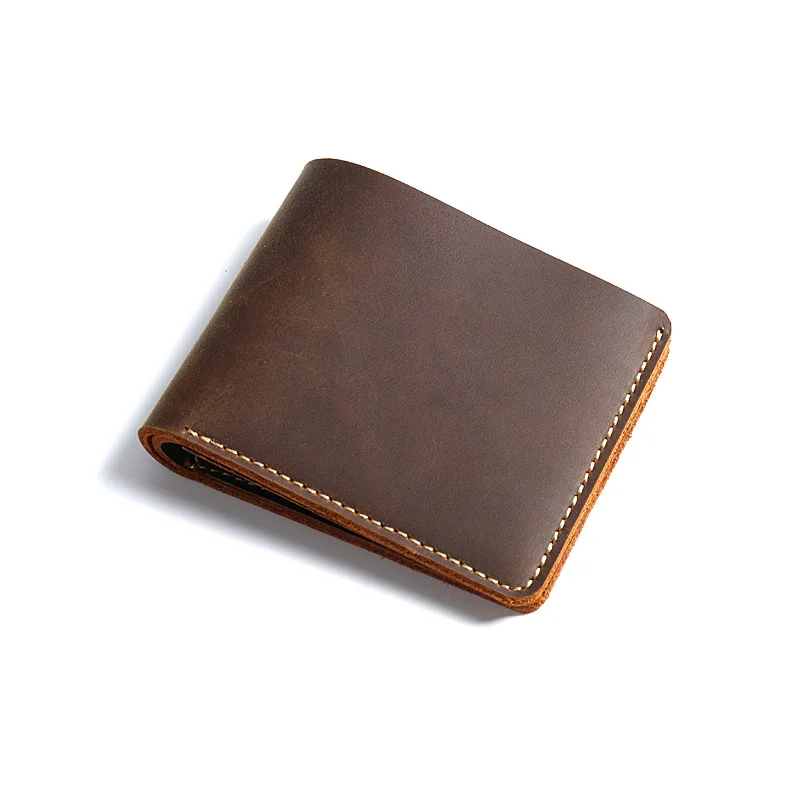 Men Geniune Leather Wallets Retro Short Male Purse Designer Wallet Men High Quality Handmade Leather Goods Prices Dollar