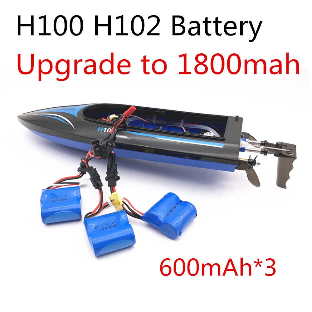 Batería de iones de litio de alta velocidad, mejora a 1800mah en paralelo, 7,4 v, 600mAh, para barco a control remoto H100 H102, 3 uds.