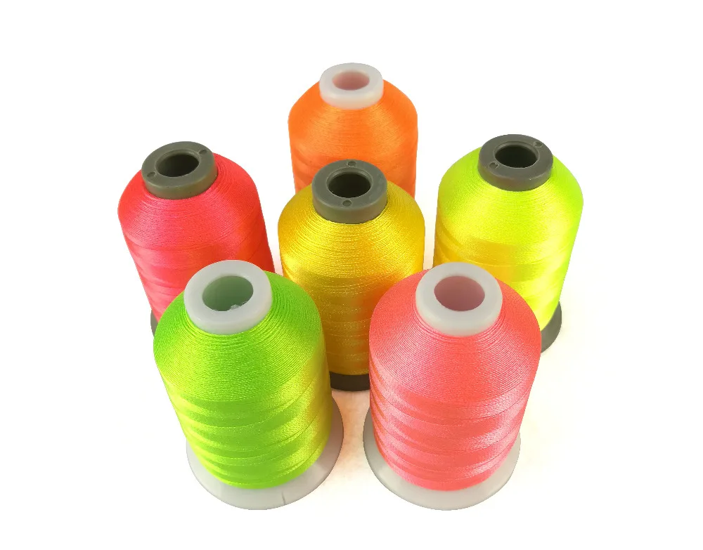 New Arrival Neon Colors Polyester Embroidery Machine Thread 6 Colors, 1000M Each