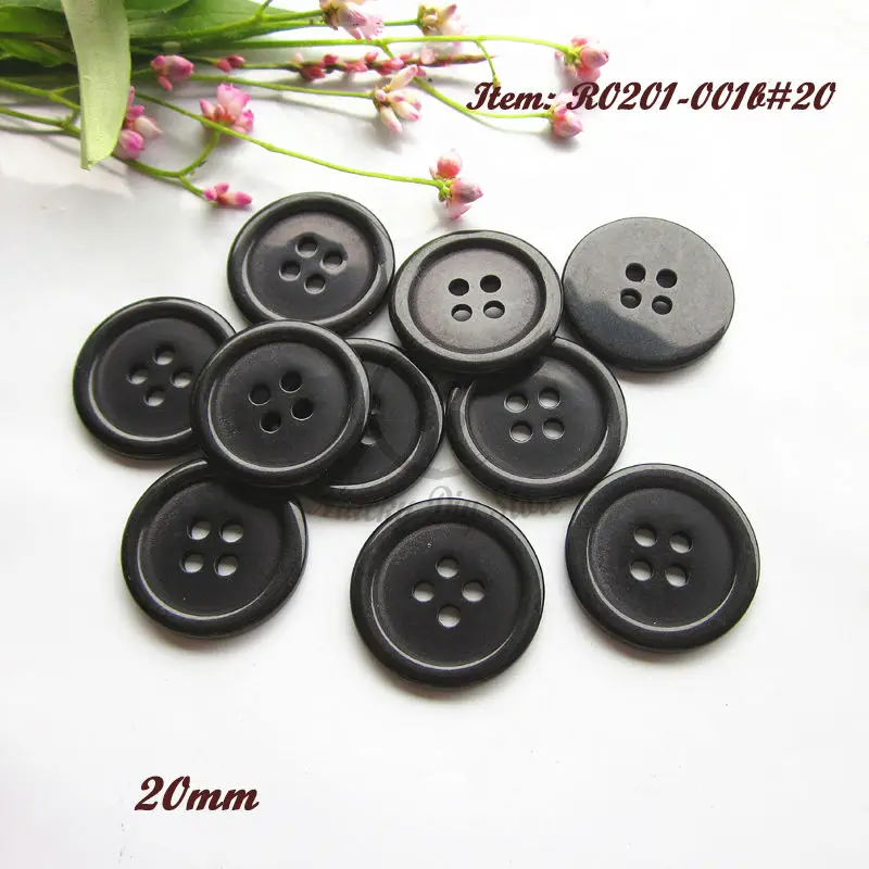 Sewing supplies 120pcs 20mm 4 holes flat black buttons scrapbook craft diy sewing decorative material