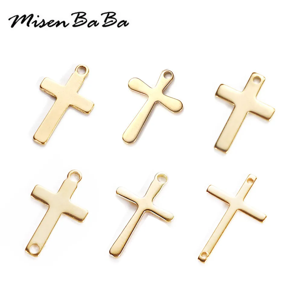 

10PCS/lot Stainless Steel Cross Charm Pendant For Diy Necklace Catholic Pendants Religious Jewelry Making