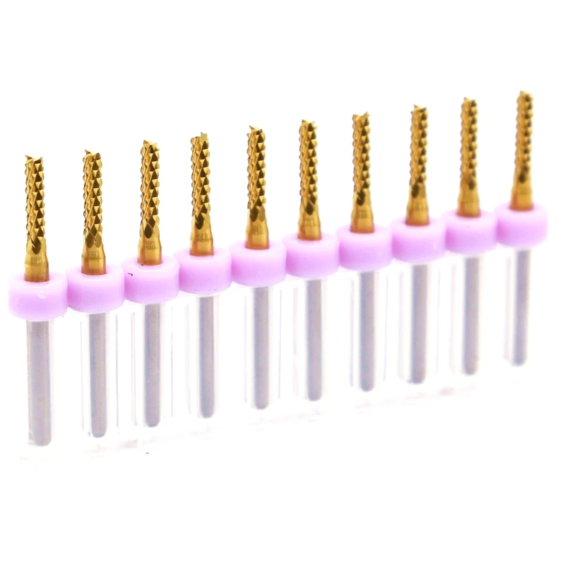 2.5mm Titanium Coating PCB Strawberry Milling Cutter 10PCS CNC Wood Router Metal Aluminum Cutting Machine Accessories Tool