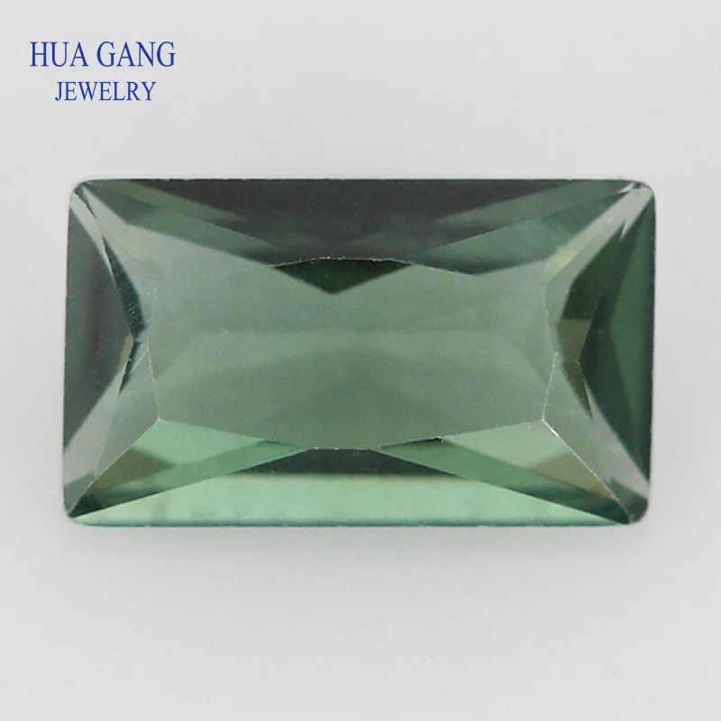 152# Green Rectangle Shape Princess Cut Synthetic Spinel Stone For Jewelry Size 2x3mm~8x10mm
