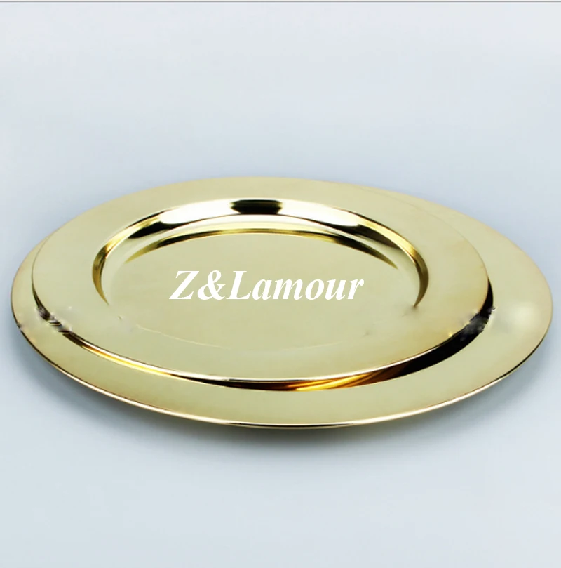 

100pcs/lot European stainless steel disc Golden pudding disc flat plate cake plate hotel supplies