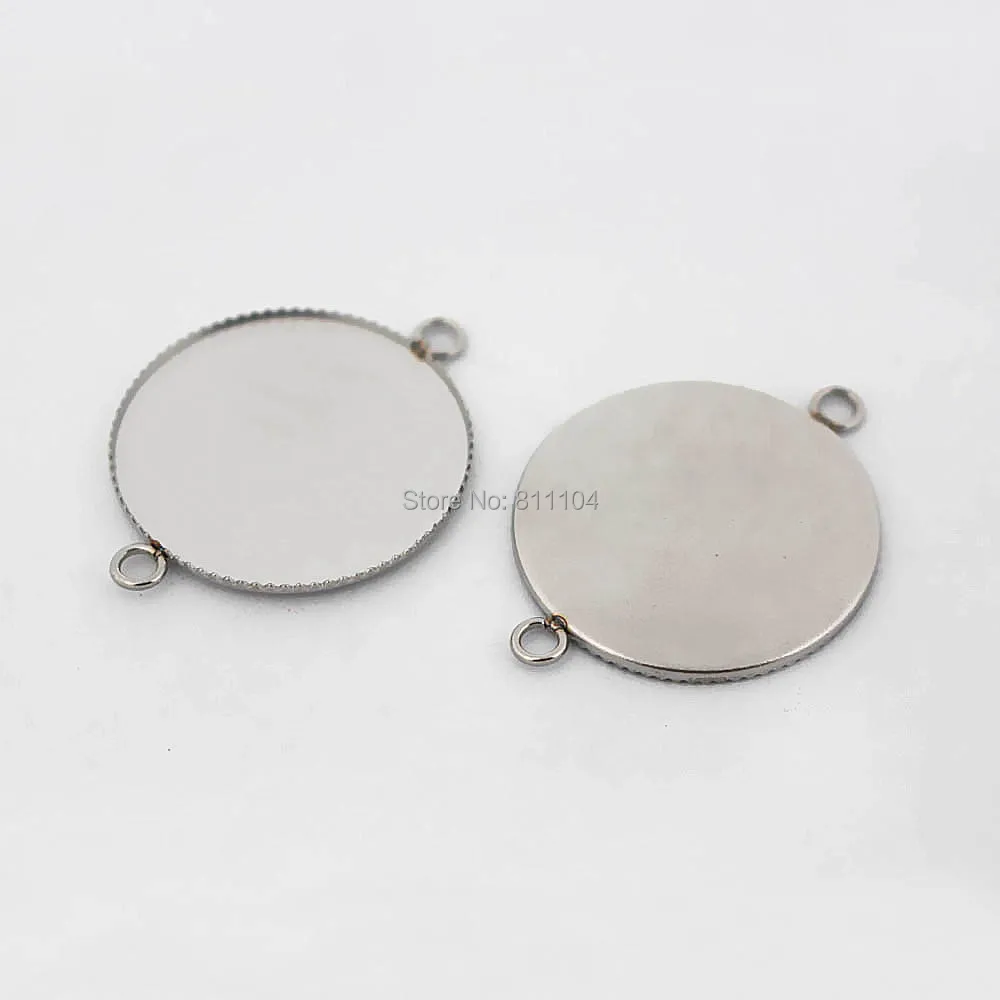 

18mm 20mm 25mm 30mm Stainless Steel Round Bezel with 2 Loops Resin Connectors Blanks Cabochons Bases DIY Jewelry Making Supplies