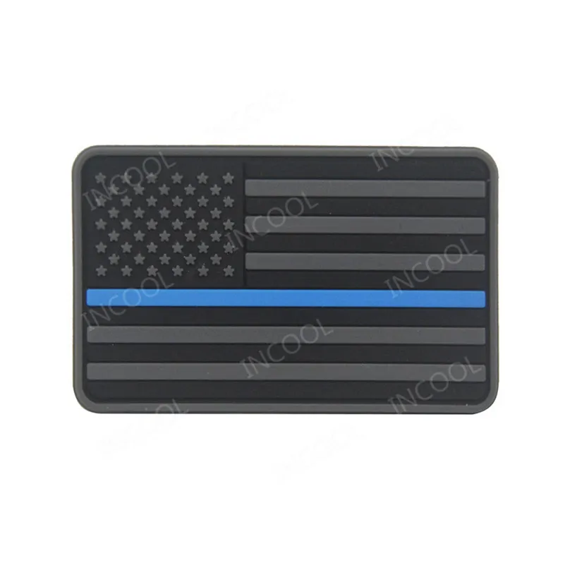 American PVC Flag Patch US USA United States of America Thin Blue Line Patch Rubber Patch For Clothing Backpack