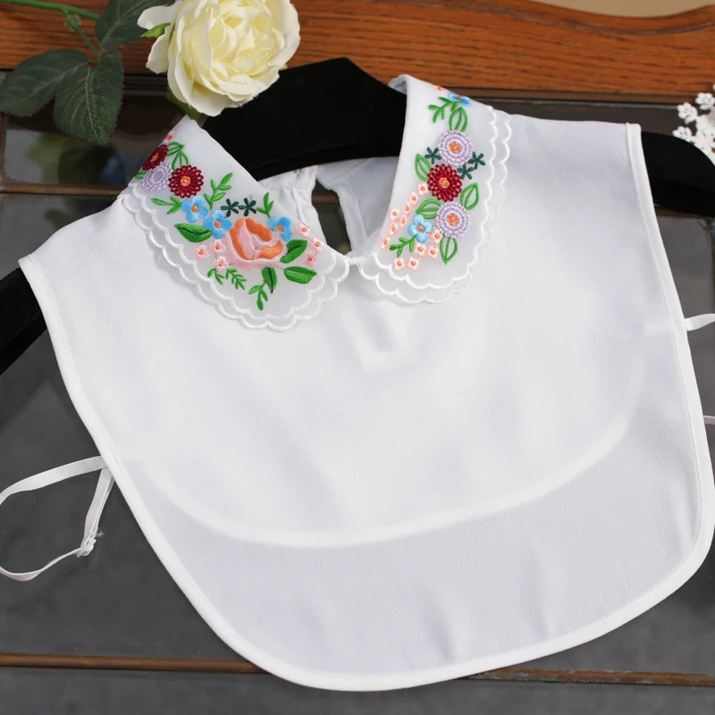 Korea Style Flower Embroidery Collar Sweater Remove Black And White Necklace Collar For Spring Organza Collar Blouse