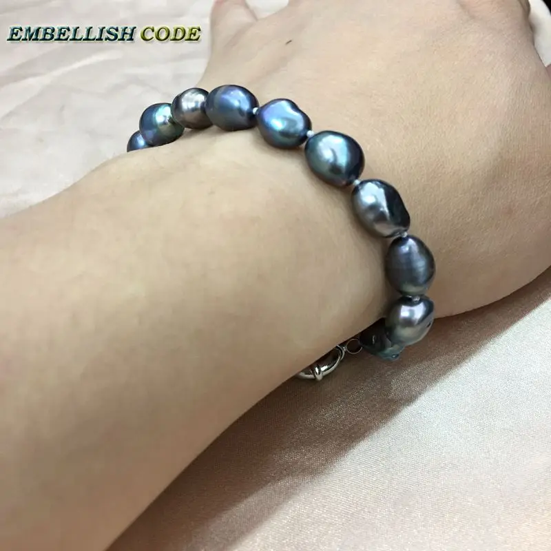 selling well dark Peacock blue wonderful baroque Irregular pearls real natural freshwater pearl bracelet bangle for girl women