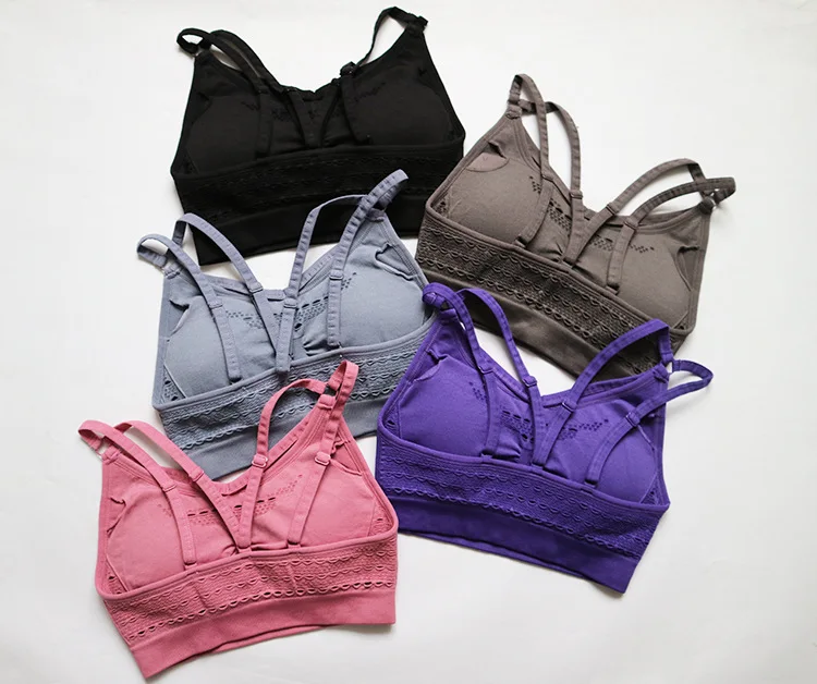 

Woman Energy yoga Bra Seamless Running Cross Strappy Back Yoga Bra With Pads Sport Fitness Top Activewear