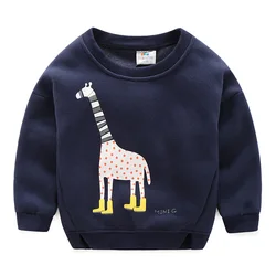 2024 Autumn Warm 2-10 Years Children Clothing Baby Kids School Handsome Fleece Cartoon Print Long Sleeve Sweatshirt For Boys