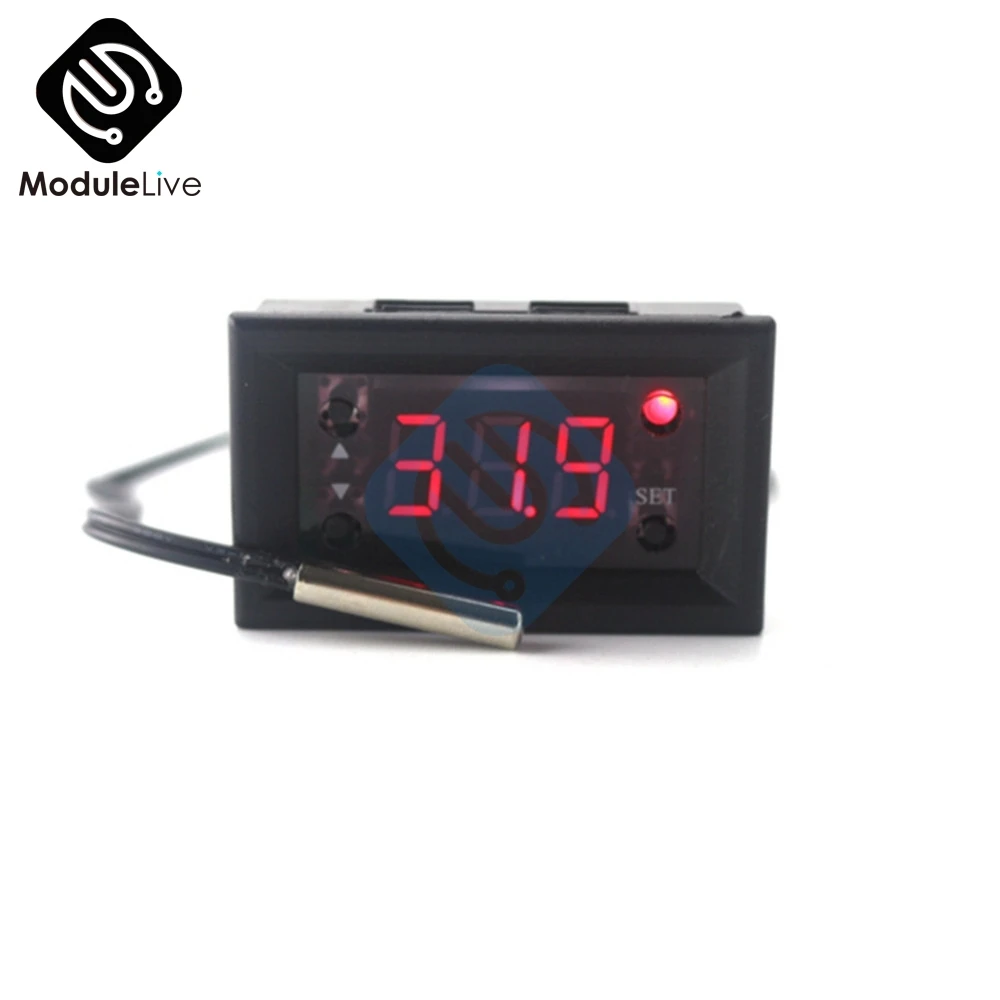 W1218 DC 12V Red Blue LED Digital Display Temperature Controller Thermostat Regulator Governor Control Speed with NTC Sensor