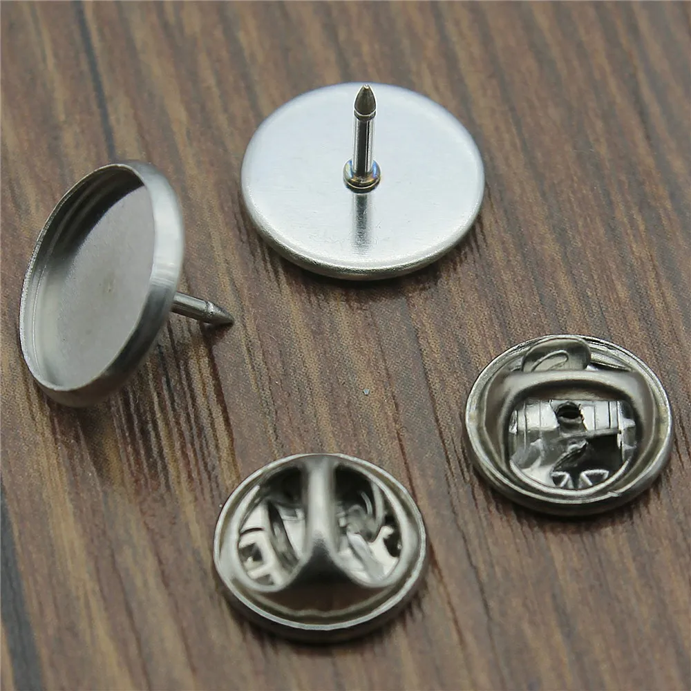 WYSIWYG 10sets Fit 12/14/16/18/20mm Stainless Steel Material Brooch Tray Base Back Blank Cufflink Spacer Settings Tie Tack Pins