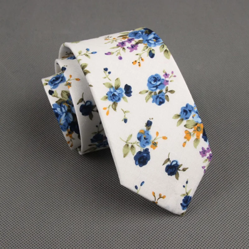 RBOCOTT Floral Ties For Men Printed Cotton Tie Mens Ties 6cm Slim Neck Tie Skinny Necktie For Wedding Party