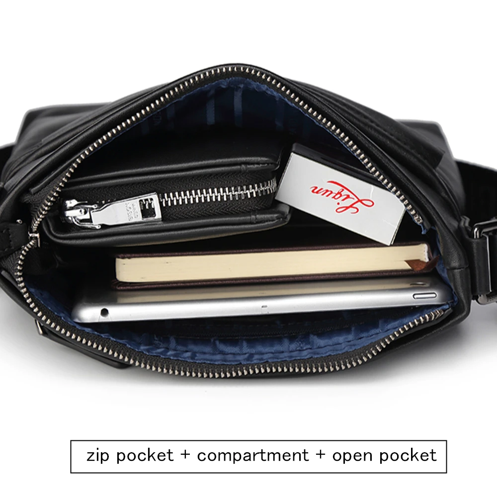 BISON DENIM Soft Genuine Leather Men Shoulder Bag 10.5\