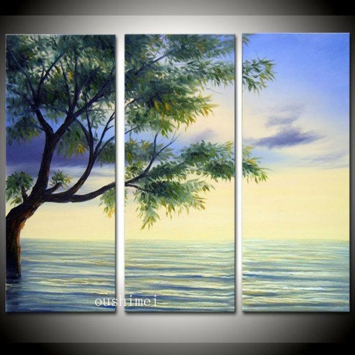 

Handmade Landscape 3P Seascape On Canvas Oil Painting For Room Wall Art Deocr Pictures Canvas Painting Home Decor Hang Paintings