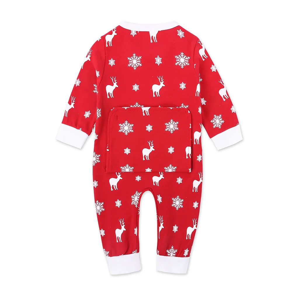 Red Christmas Costumes Baby Girl Clothes Reindeer Newborn Xmas Romper Pajamas Premature Jumpsuits Deer Snowflake 100% Cotton Top