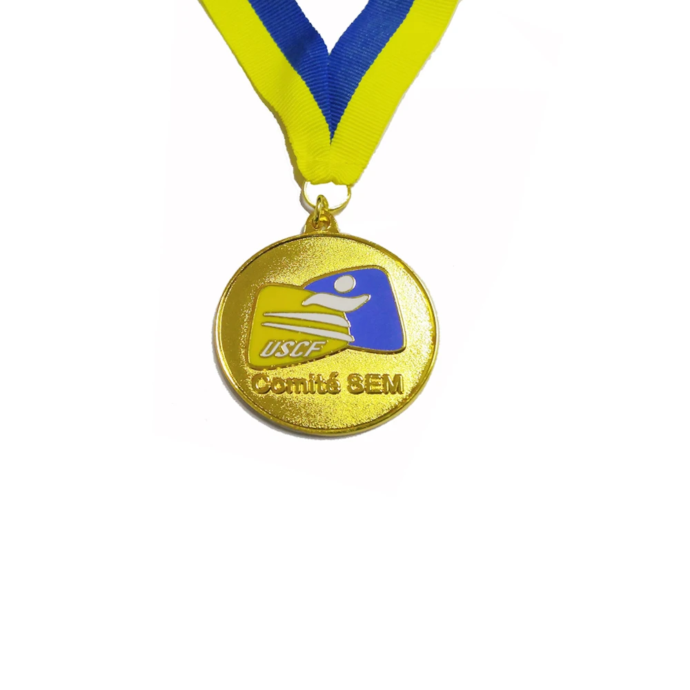 

Customized Medal 2inches(50mm) Soft Enamel Shiny Gold Plating with Texture Medals