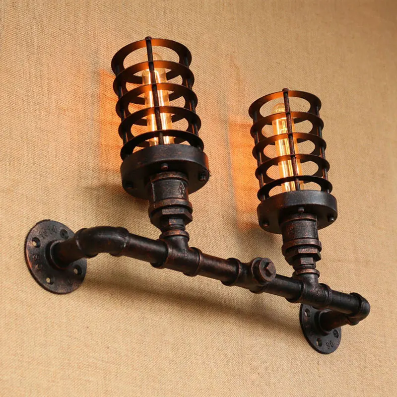 لوفت الرياح الصناعية البخار فاسق الحديد داخلي الجدار مصباح خمر مقهى متجر الملابس بار غرفة نوم تركيب المصابيح الأنابيب الجدار ضوء الصدرية