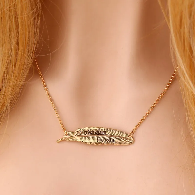 KYSZDL New Lvitating Feather Wingardium Leviosa Hogwarts Necklace Jewelry New Movie Jewelry Gift For Fans