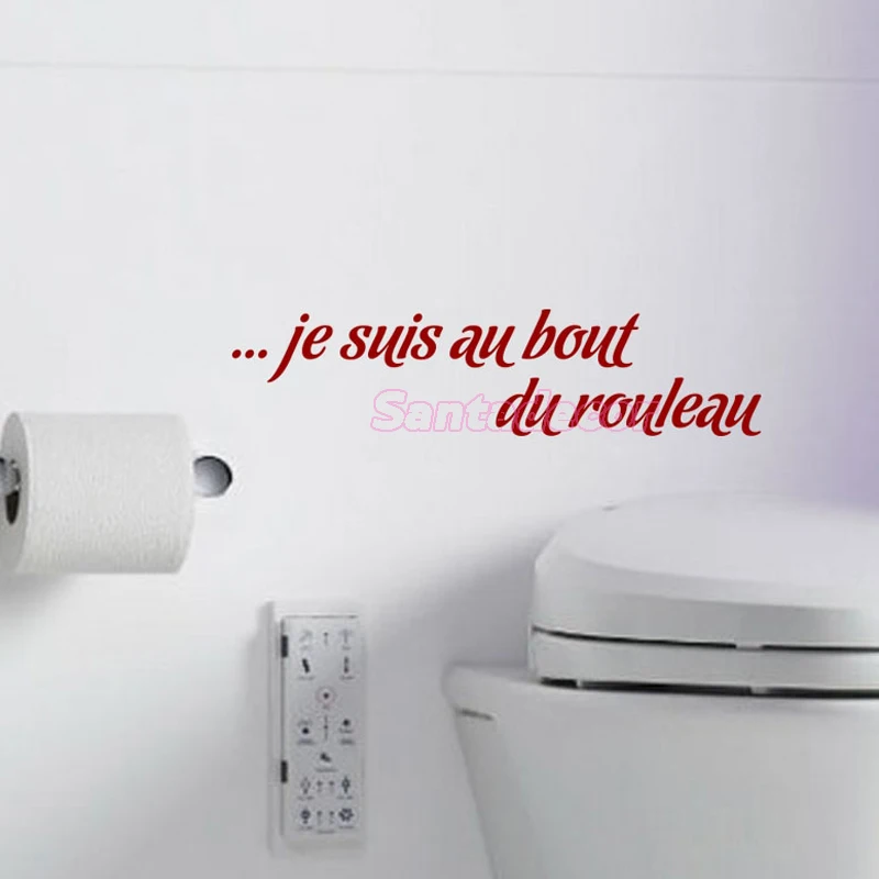 Funny Toilet Mural Art Decal Je Suis Au Bout Du Rouleau WC Vinyl Wall Sticker Washroom Home Decor House Decoration Wallpaper