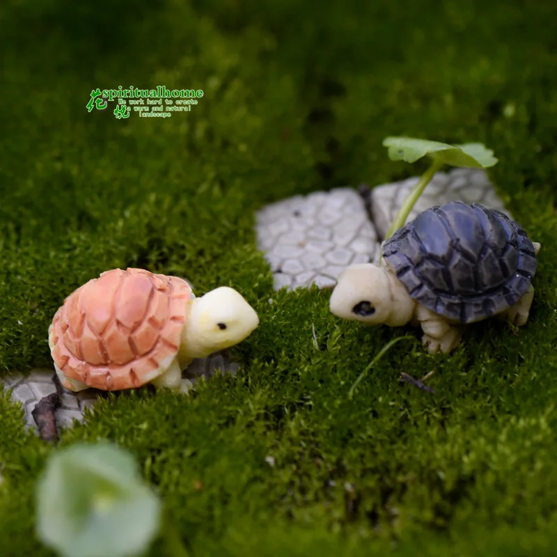 Bryophyte Micro Landscape Meaty Plants Two Colored Small Turtles Tortoise Shells Diy Ornaments Home Decor Miniature Garden