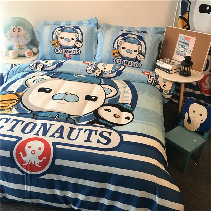 3 stücke/4 stücke baumwolle anime Octonauts kwazii peso Bettwäsche Sets mit pilloccase + bettlaken + Bettbezug für kid Zimmer schlafsaal bett set