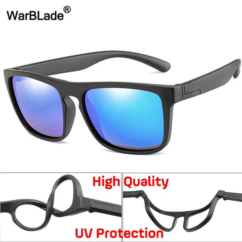 WarBlade 2019 New Kids Silica Soft Sunglasses Polarizing Square Boys Girls Brand Eyeglasses Infant UV400 Breakproof Sunglasses