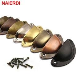 NAIERDI 2PCS Antique Handles Vintage Cabinet Knobs Retro Drawer Door Box Handle Cupboard Brass Frame Pull Furniture Hardware