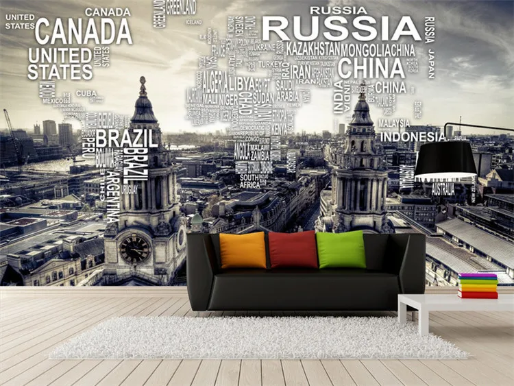 

world map wallpaper mural wall wallpaper nostalgic vintage map of the world 3d three-dimensional wallpaper for Living room