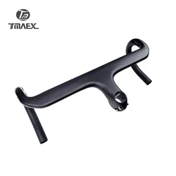Full Carbon Bicycle Handlebar, Road Bent Bar, Integrated Bike Handlebar Stem, Matte, Gloss, No Logo, No Logo, 3K