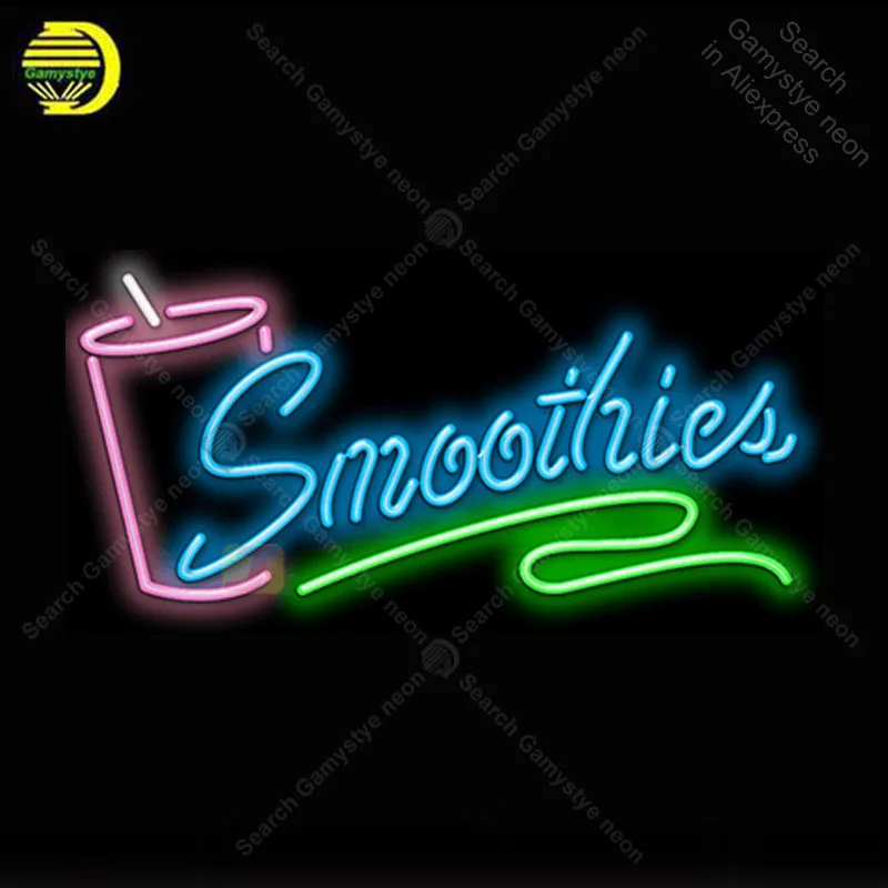 

Smoothies with Cup Neon Light Sign Glass Tube Neon Bulbs Sign Business Decor Coffee Neon board Sign lamp anuncio luminoso Atarii