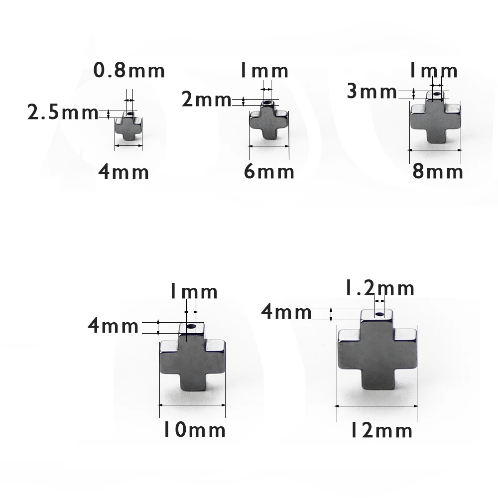 BTFBES High Quality Jesus Cross Black Hematite Beads Natural Stone Ore 4/6/8/10/12mm Loose Beads For Jewelry Making DIY Bracelet