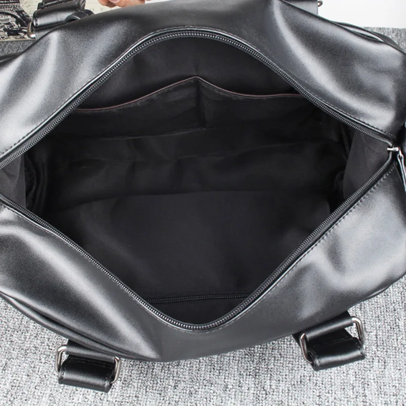 Hot Conventional Large Capacity PU High Quality Retro Style Horizontal Square Men's Business Travel Professional Handbag Handbag