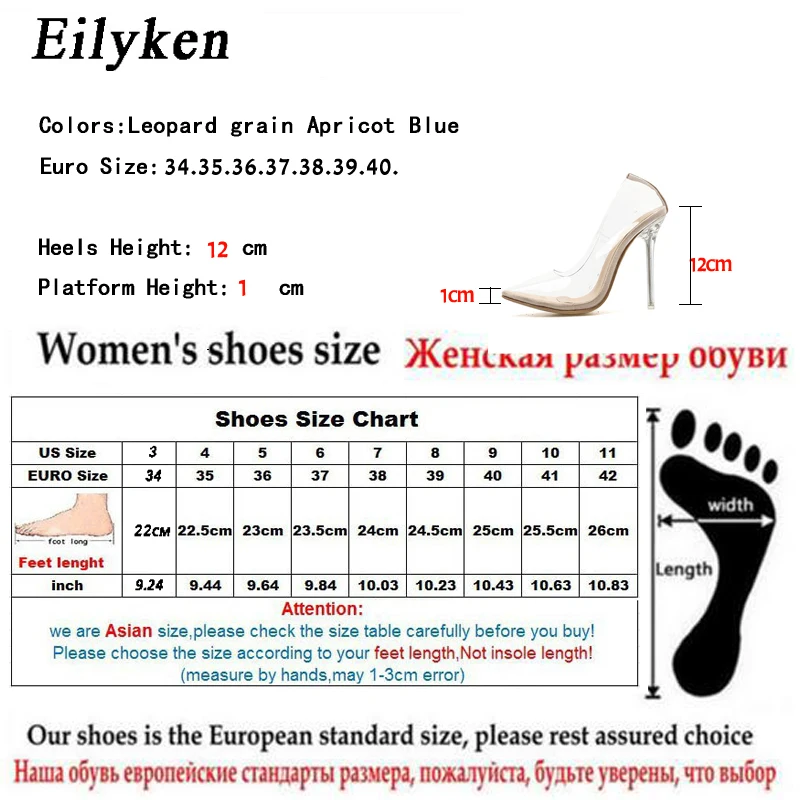 Eilyken Street Style PVC Transparent Women Pumps Perspex Clear High Heels Shoes Pointed Toe Nightclub Party Sandals