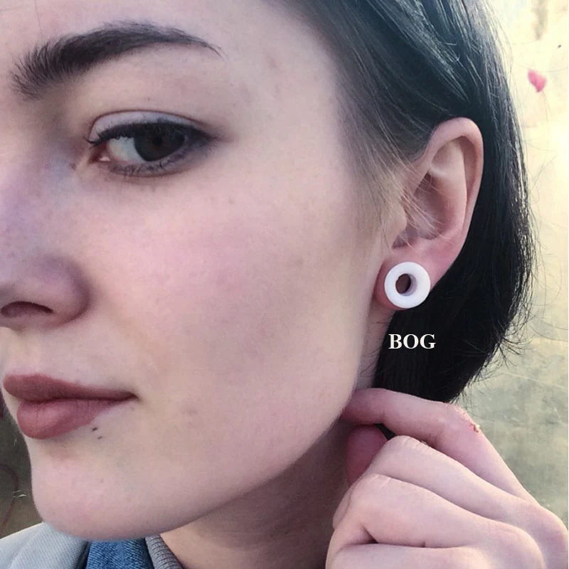BOG-1 Pair Flexible Silicone Flexible Skin Ear Tunnels And Plugs Hollow Flesh Piercing Earring Body Jewelry Earlets