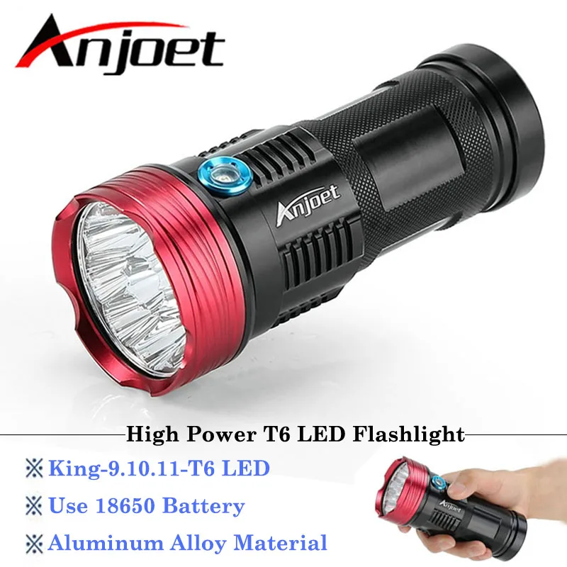 

Anjoet King Tactical light High Power 9-10-11-T6 LED flashlamp Waterproof Aluminum Torch Lamp Light For Hunting Camping 4x18650