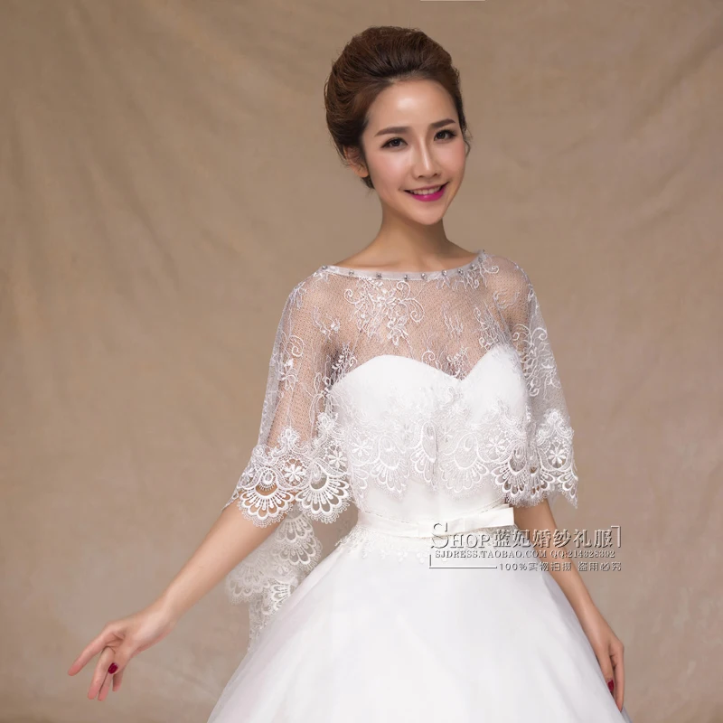 French-style high-quality white / ivory Lace Applique Jacket Wrap for wedding bridal jackets 2016 new hot Wedding Accessories