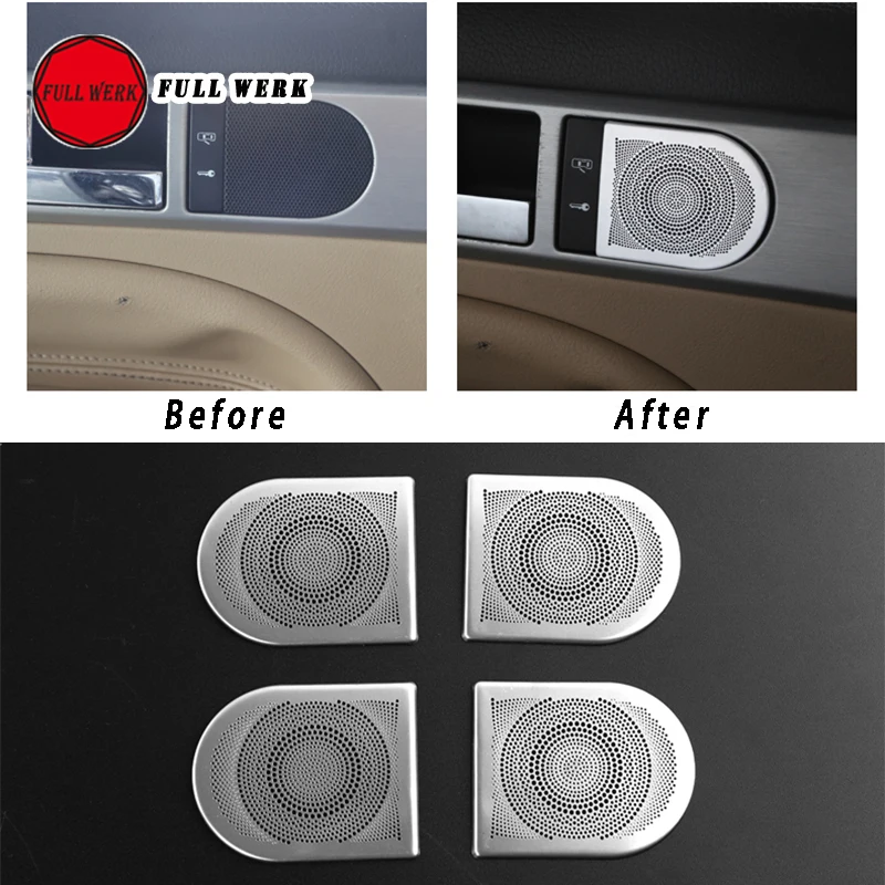 Stainless Steel Door Speaker Cover A Pillar Twitter Speaker Cap Sticker Protector Decoration for Touareg 03-10 Car Styling Acces