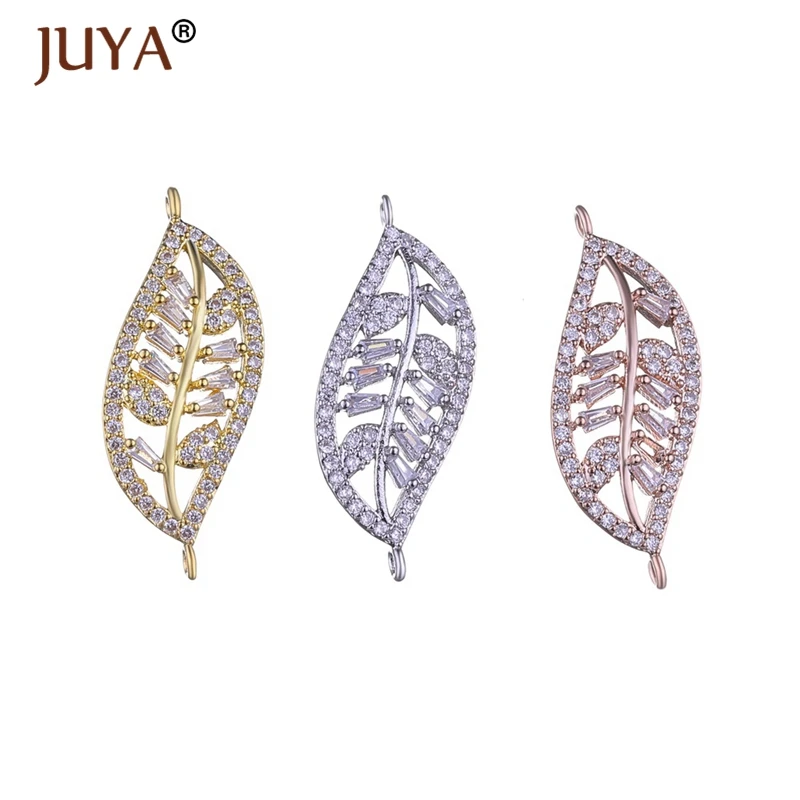 Supplies For Jewelry Wholesale Leaf Connectors For Jewelry Making hand made Micro Pave AAA CZ Rhinestone Charm Pendants findings