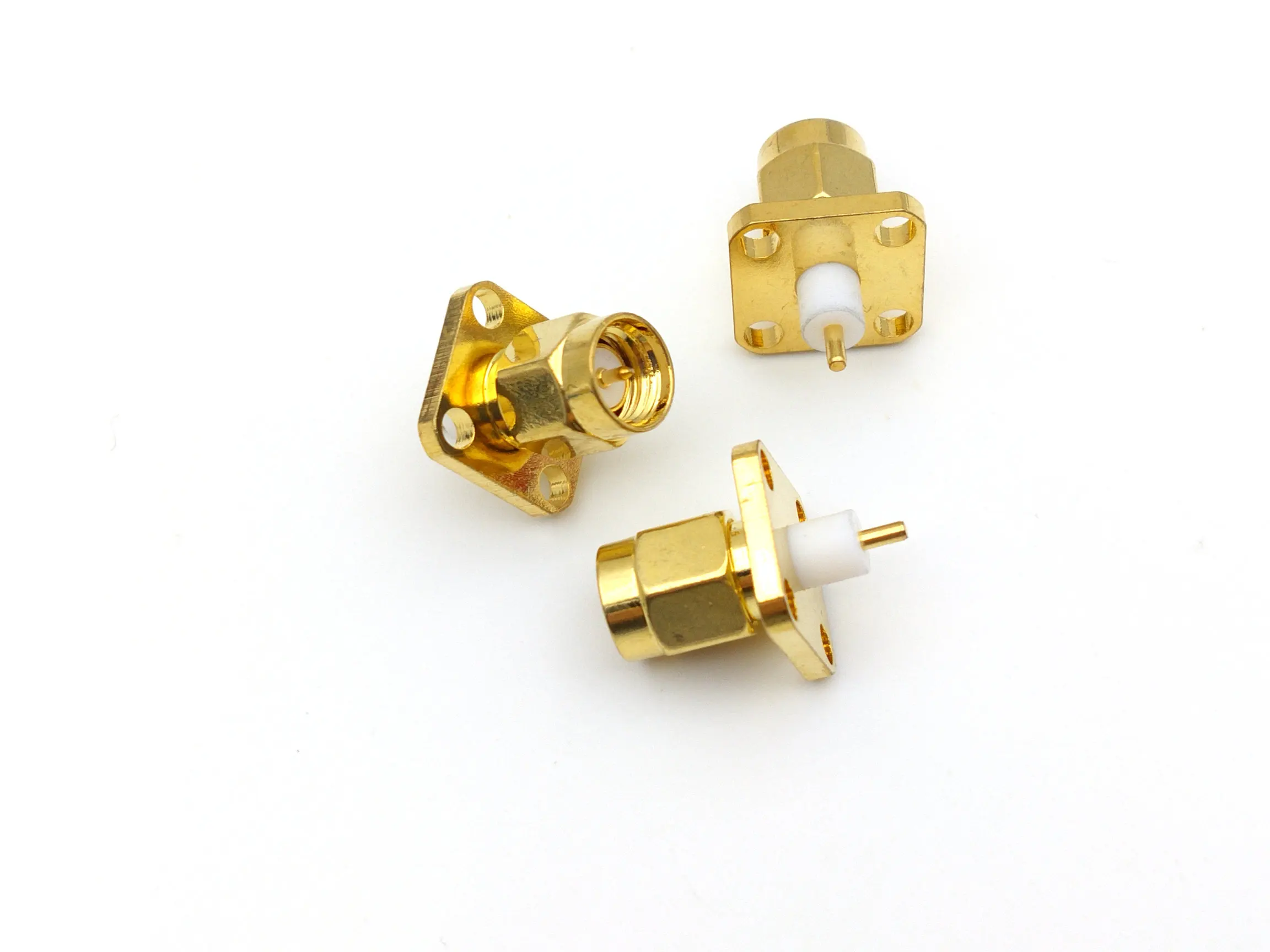 SMA Male Plug 4 Hole Panel Mount Short Dielectric Solder Post RF connectors