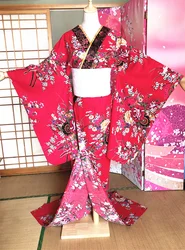 Custom Made Sexy Japanese Kimono Set Beautiful Woman Dress Summer Performance Red Kimono Woman Shoot Clothing