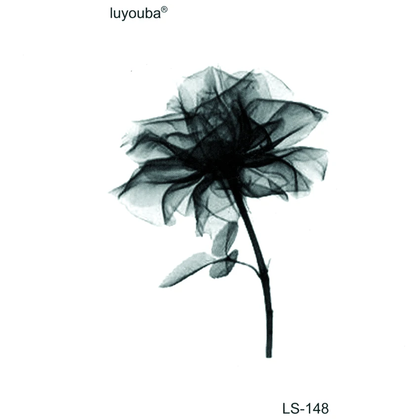 Black Rose Waterproof Temporary Tattoo Sticker Beauty Flower Fake Tattoo Temporary Tatoo Men Tatuajes Faux Tatouage Face Jewels