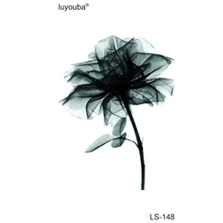 Black Rose Waterproof Temporary Tattoo Sticker Beauty Flower Fake Tattoo Temporary Tatoo Men Tatuajes Faux Tatouage Face Jewels