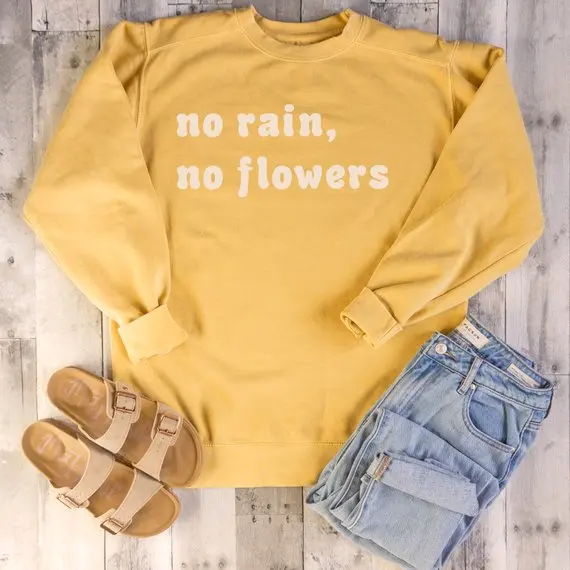 

Skuggnas No Rain No Flowers Sweatshirt Women Yellow Tumblr Jumper Bee hoodie Cotton Long Sleeve harajuku aesthetic Tops