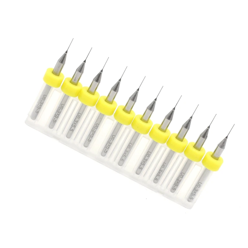 HANGXIN PCB Drill Kit 0.3mm 0.35mm 10PCS Tungsten Carbide CNC Router Wood Drilling Metalworking Core Twist Drill