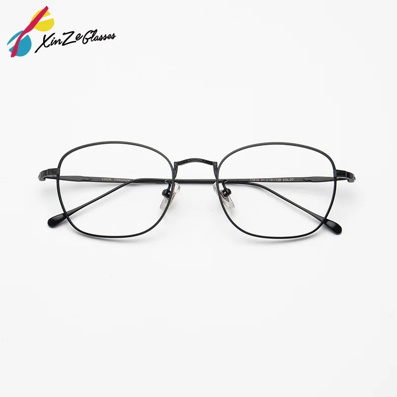 

XINZE 100% Pure Titanium Full-Frame Lightweight Eyeglasses Prescription Glasses Decorative Frame Popular For Men Women 3610