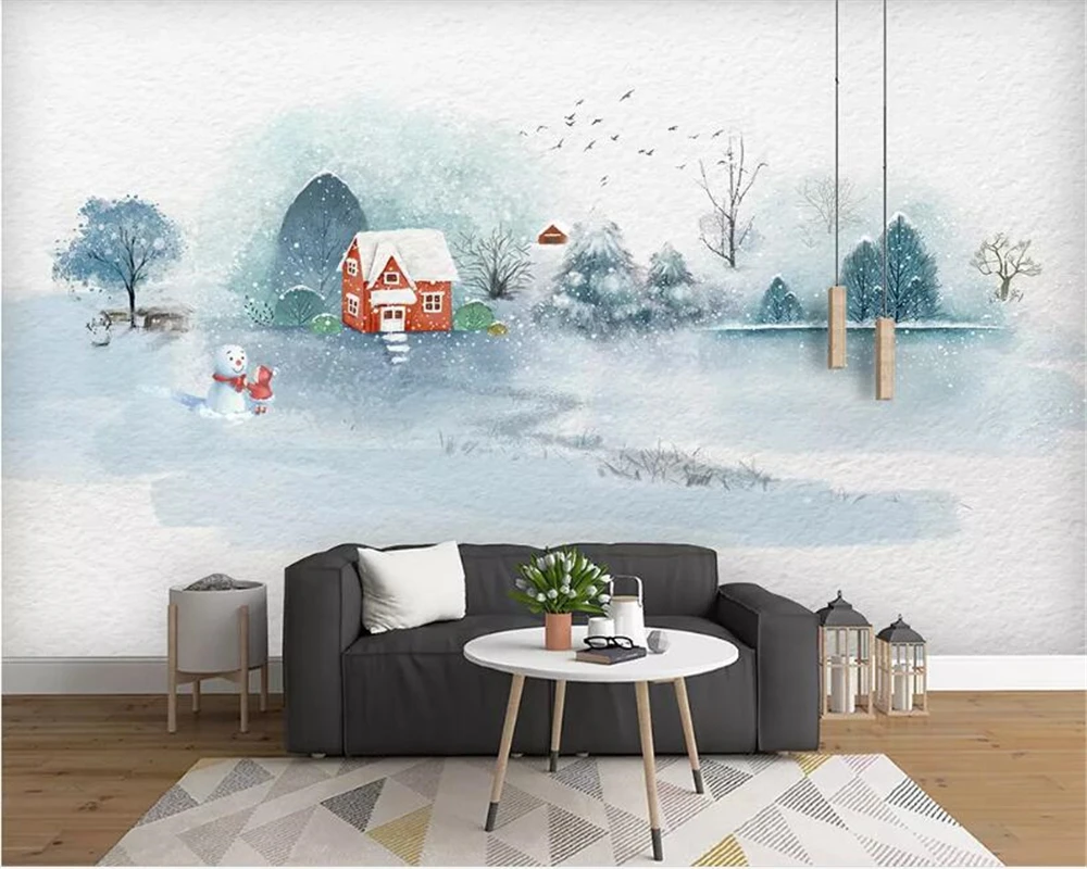 custom size made photo wallpaper watercolor hand-painted ink landscape forest children's room background wall 3d wallpaper