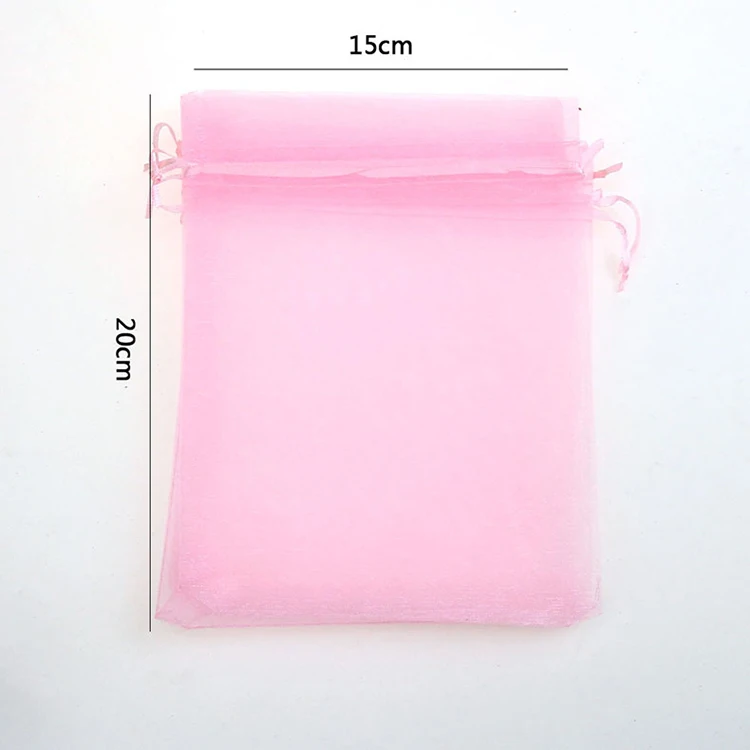 15x20cm Pink Customize Organza Jewelry Bags Jewelry Bolsitas De Regalo Para Boda Packaging Organza Sachet 100pcs/lot  Wholesale