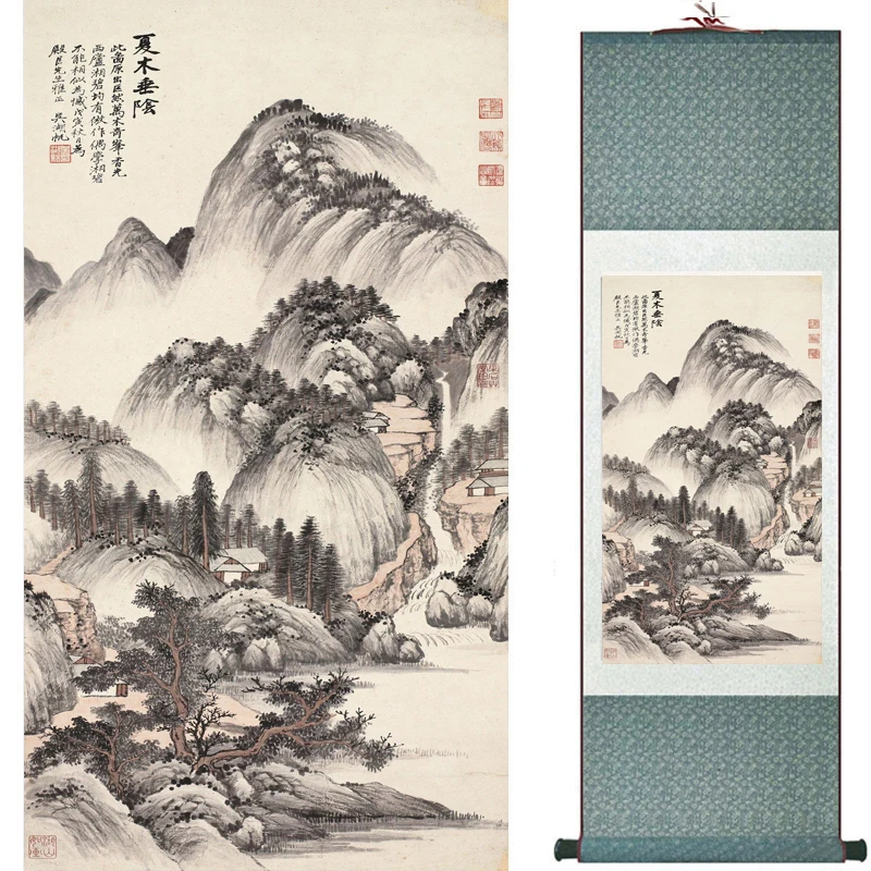 

Mountain and River painting Home Office Decoration Chinese scroll painting landscape art painting 2018071206